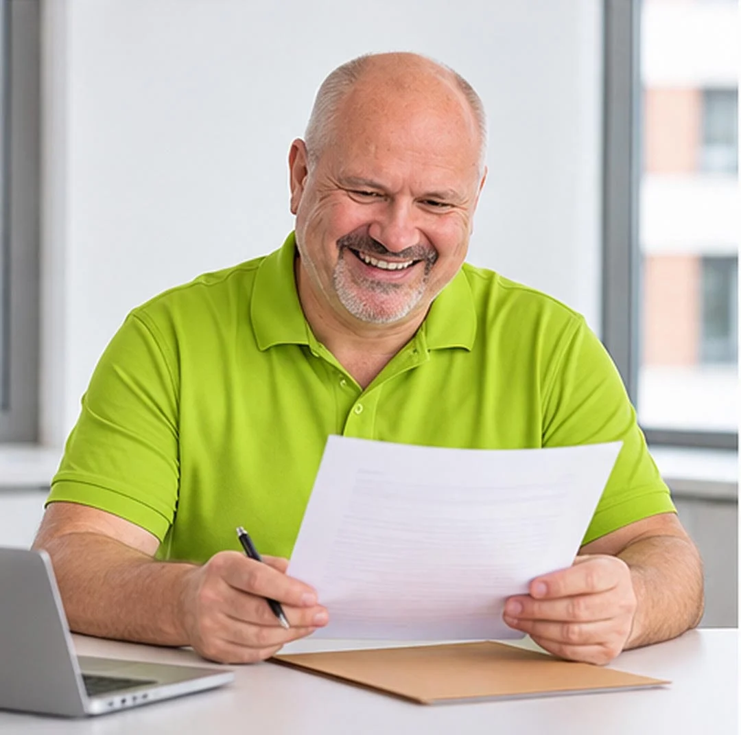 Daniel Schindler, Inhaber und Geschäftsführer der ihoch3 CONSULTING gmbh bei der Unterlagensichtung